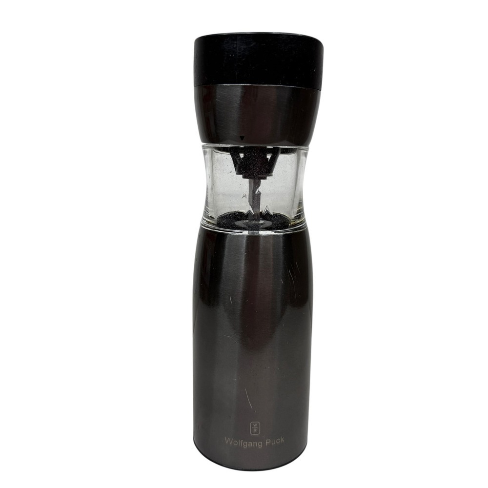 Wolfgang Puck Battery Power Pepper Grinder Stainless Steel Dark Grey & Glass